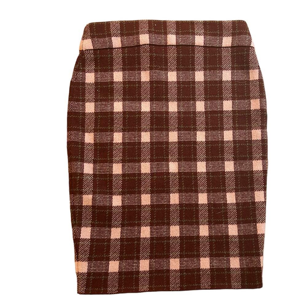 Akris Punto Womens Purple Pink Plaid Pencil Stretch Skirt Size 2 Wool Cashmere - Picture 6 of 7